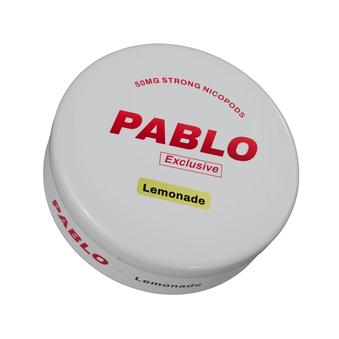 PABLO Exclusive Lemonade nicotine pouch can, three-quarter view